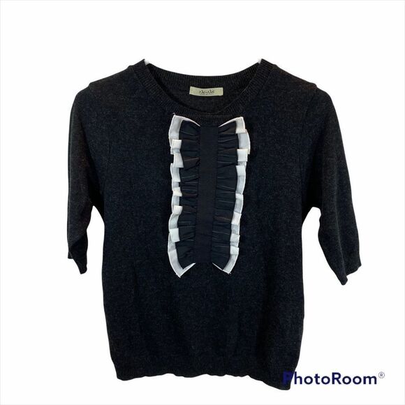 No-Na Cashmere Blend Bib‎ Front Half Sleeve Sweater Size Medium - Picture 5 of 15